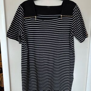 Anne Klein Black and White Striped Dress